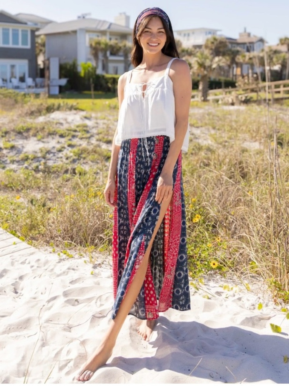 NWT Natural Life Patchwork Panel Boho Maxi Skirt